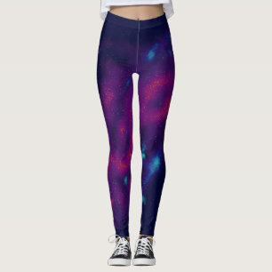 Lila och blå Galaxy-utskrift Leggings