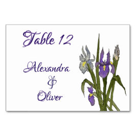 Lila och blå iris-vattenfärg Bröllop Bordsnummer