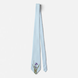 Lila och blå iris-vattenfärg Bröllop Slips