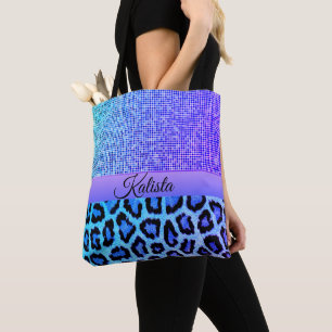 Lila och blå leopard- och pixeled-Personlig Tygkasse