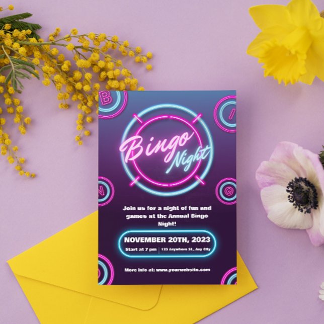 Lila och blå moderna bingo kvälls inbjudningar (Skapare uppladdad)