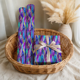 Lila och blå mosaikmönster i glasmålning presentpapper