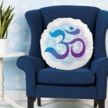 Lila och blå Om-symbol Mandala Flower White