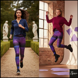 lila och blå randig bakgrund en djärv svart leggings