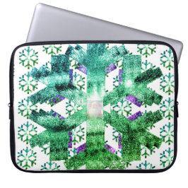 Lila och blå snöflingor på en elektronikpåse laptop fodral