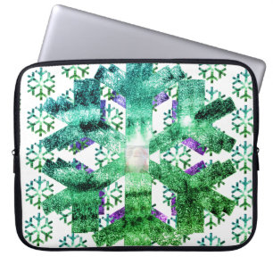 Lila och blå snöflingor på en elektronikpåse laptop fodral