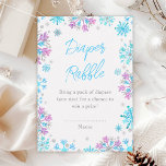 Lila och Blå Snöflingor Winter Diaper Raffle Tilläggskort<br><div class="desc">Den här eleganten och det glamorösa,  bländbara raffelkortet har vattenfärgsblått och lila faux glitter snöflingor och gnistor på vit bakgrund. Texten kombinerar handskript och modernt sans serif typsnitt för ett klassligt och sofistikerat utseende. Det här är perfekt för en vinter- eller julbabydusch. Grafik efter www.etsy.com/uk/shop/SunflowerDayLove</div>