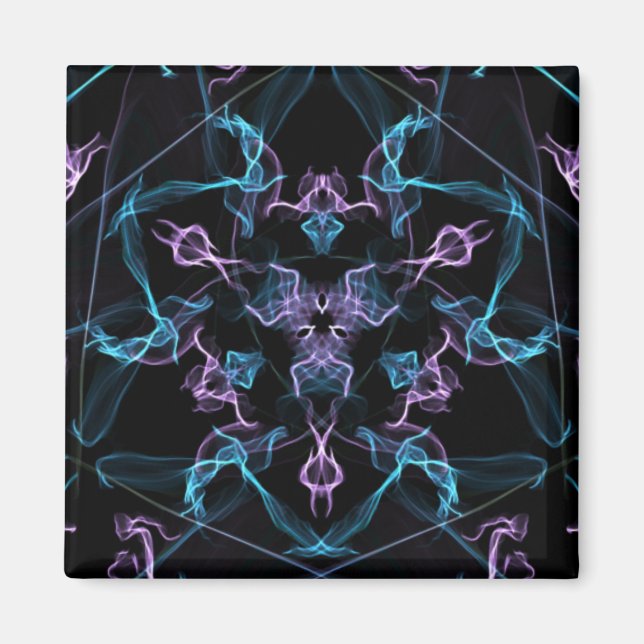 Lila och blå triangel Mandala Magnet (Framsidan)