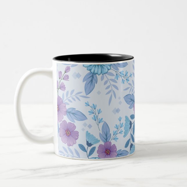 Lila och Blåa blommor Två-Tonad Mugg (Vänster)