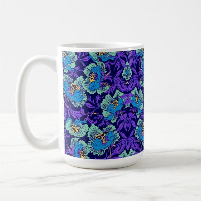 Lila och Blåa blommor William Morris Kaffemugg (Vänster)
