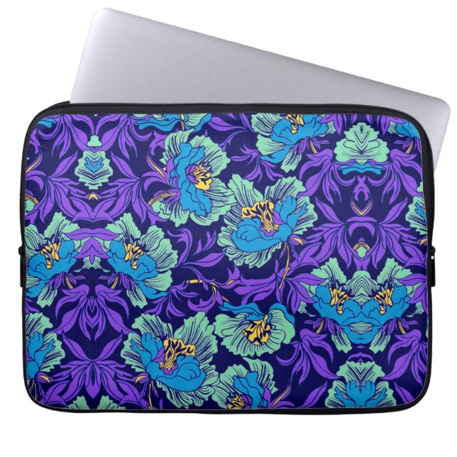 Lila och Blåa blommor William Morris Laptop Fodral (Framsidan)