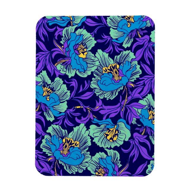 Lila och Blåa blommor William Morris Magnet (Vertikal)
