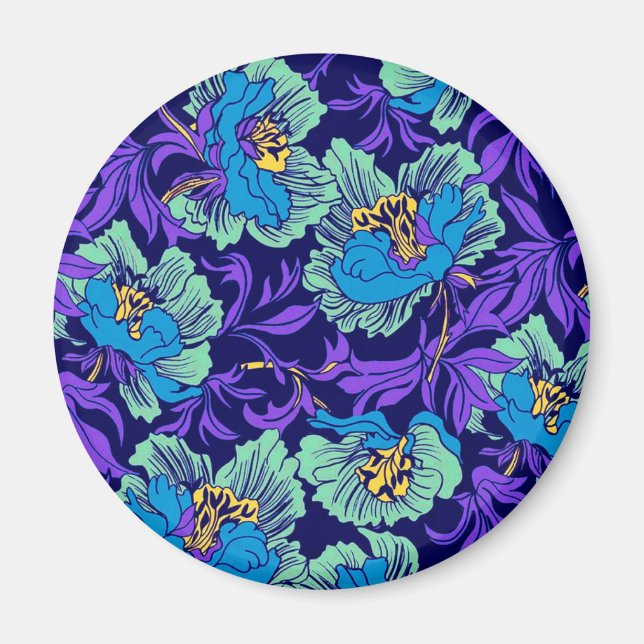 Lila och Blåa blommor William Morris Magnet (Framsidan)