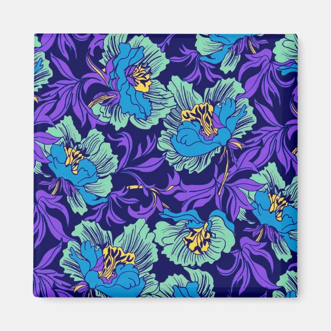 Lila och Blåa blommor William Morris Magnet (Framsidan)
