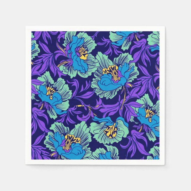 Lila och Blåa blommor William Morris Pappersservett (Framsidan)