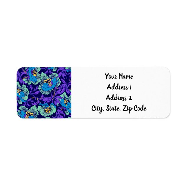 Lila och Blåa blommor William Morris Returadress Etikett (Framsidan)