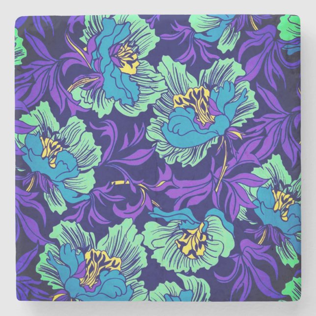 Lila och Blåa blommor William Morris Stenunderlägg (Framsidan)