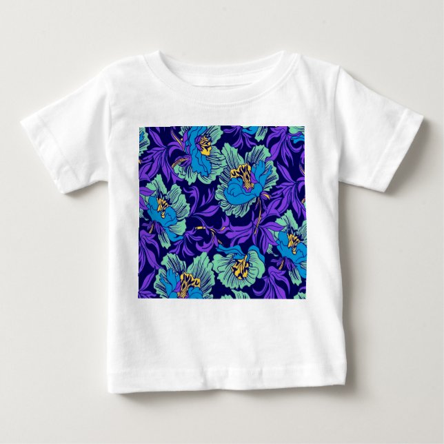Lila och Blåa blommor William Morris T Shirt (Framsida)