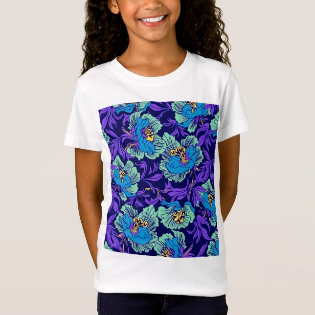 Lila och Blåa blommor William Morris T Shirt (Framsida)