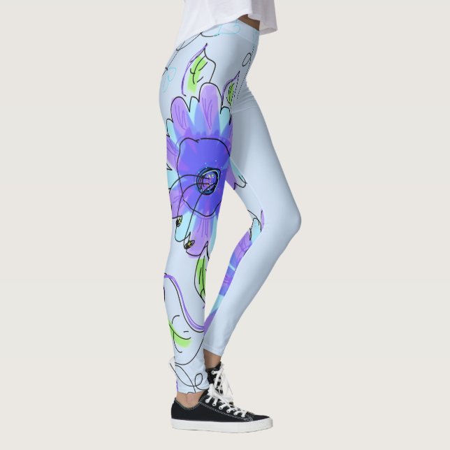 Lila och blåblommiga baljväxter leggings (Höger)