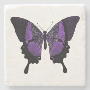 Lila och Black Butterfly Stenunderlägg