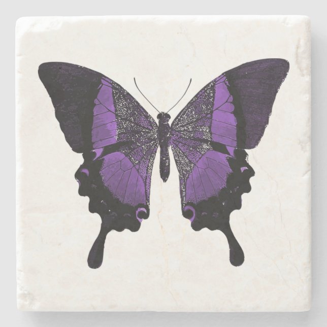 Lila och Black Butterfly Stenunderlägg (Framsidan)