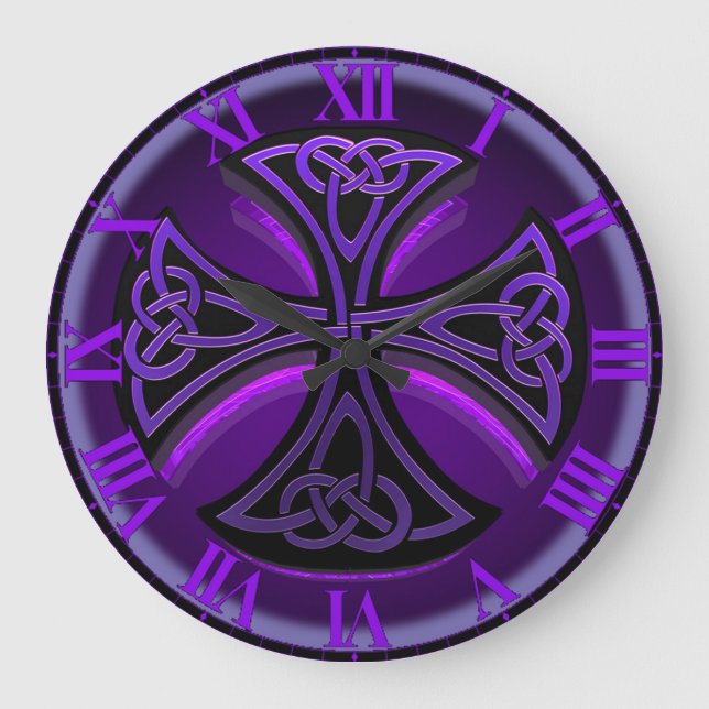 Lila och Black Celtic Kor Wall Clock Stor Klocka (Framsida)