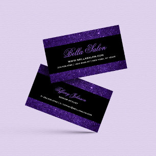 Lila och Black Glam Faux Glitter Visitkort