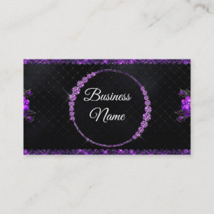 Lila och Black Glitter Rhinestone Beauty Visitkort