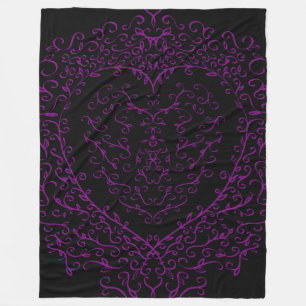 Lila och Black Heart Gothic Bröllop Blanket Fleecefilt