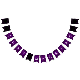 Lila och Black Heart Gothic Bröllop Bunting Vimplar