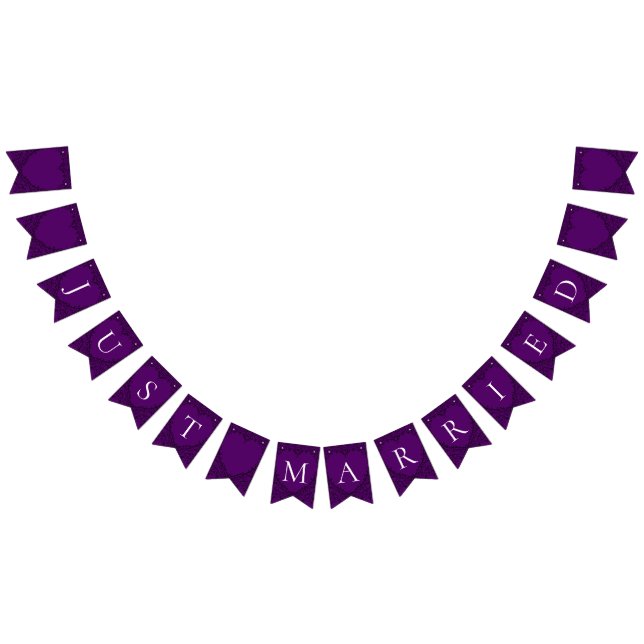 Lila och Black Heart Gothic Bröllop Bunting Vimplar (Alla)