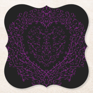 Lila och Black Heart Gothic Bröllop Underlägg Papper
