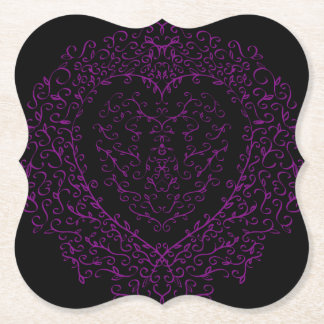 Lila och Black Heart Gothic Bröllop Underlägg Papper
