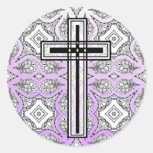 Lila och Black Kor Religiösa Stickers Runt Klistermärke