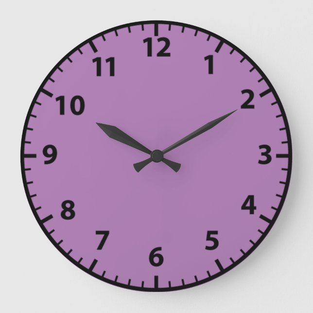 Lila och Black Lavender Wall Clock Stor Klocka (Framsida)
