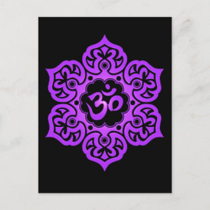 Lila och Black Lotus Flower Om Vykort