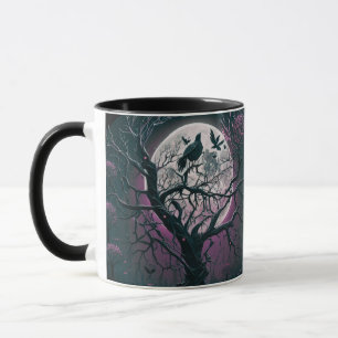 Lila och Black Night Full Moon Halloween Mugg
