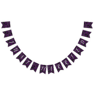 Lila och Black Ro Gothic Bröllop Bunting Vimplar