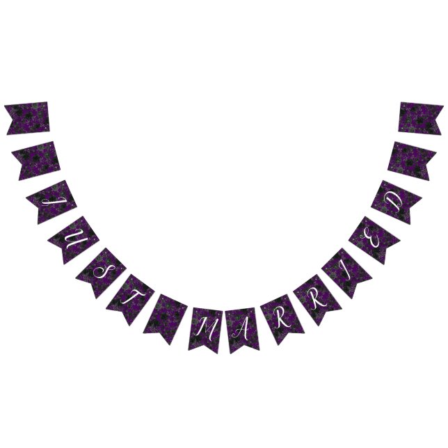 Lila och Black Ro Gothic Bröllop Bunting Vimplar (Alla)