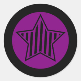 Lila- och Black Star Round Sticker Runt Klistermärke