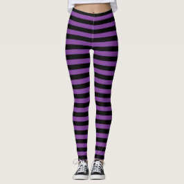 Lila och Black Stripe Halloween Witch Leggings