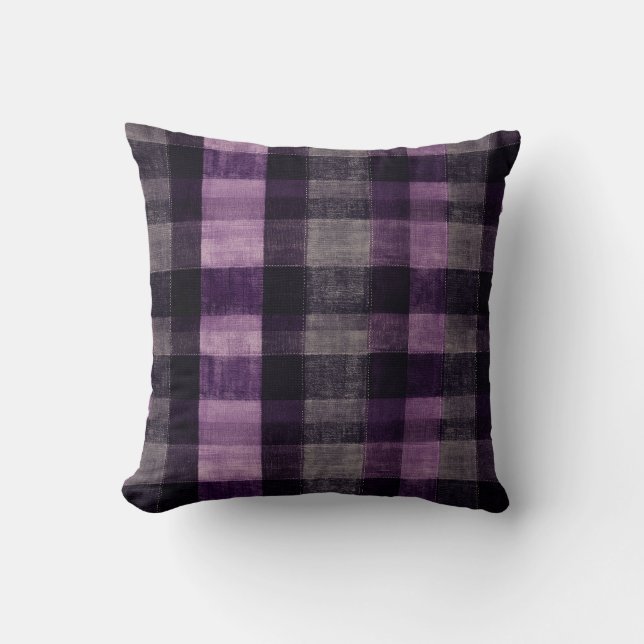 Lila och Black Tartan Kudde (Framsida)