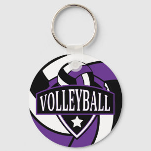 Lila och Black Volleyball Logotyp Nyckelring