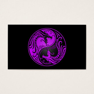 Lila och Black Yin Yang Dragons Visitkort