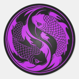 Lila och Black Yin Yang Koi Fish Runt Klistermärke