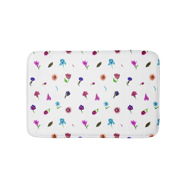 Lila och bläddringsutskrift, modern Blommigt Skriv Badrumsmatta (Framsidan)