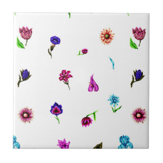 Lila och bläddringsutskrift, modern Blommigt Skriv Kakelplatta