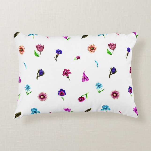 Lila och bläddringsutskrift, modern Blommigt Skriv Prydnadskudde (Framsidan)