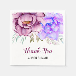 Lila och blåfärgade blommor blommigt bröllop pappersservett